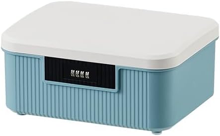 AnRui ﻿2.3 Gallon Lockable Storage Box Container Bin, Portable Plastic Safe Box with Lock Usable As Item Organizer, Art Craft Or Office File Storage (White&Blue)