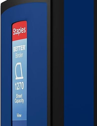 Staples Better Binder, 5" D‑Ring Heavy‑Duty View Binder, Blue, Reinforced Spine, High‑Capacity 3‑Ring Binder, Holds up to 1,000 Sheets