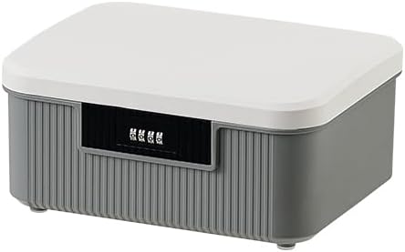 AnRui 2.3 Gallon Lockable Storage Container Bin, Portable Plastic Safe Box with Lock Usable As Item Organizer, Art Craft Or Office File Storage (White&Grey)