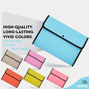 Square Flap Document Holder Blue, Expanding File Folder, A4 Letter Size Reusable Filling Envelopes, Snap Closure Wallet File Pouch Also Available in Pink, Purple, Green, Red, Grey, 1 Pc– By Enday
