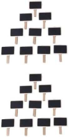 20 Pieces Mini Chalkboard Signs with Clips, Wooden Rectangle Message Boards,with Clip Message Chalk Board Tag Signs Clips Basket Labels Clip for Memo,Note Taking