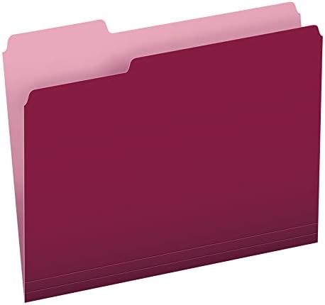 Pendaflex Colored File Folders, 100 Pack, Letter Size (8.5" x 11"), 3 Tabs, Burgundy, Light Interiors for Clearer Labels & Fewer Misfiles, A Colorful Way to Organize Projects