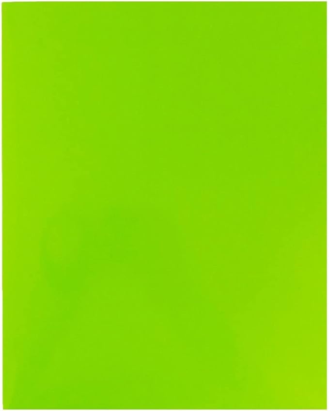 JAM PAPER Laminated Two Pocket Glossy School Folders - Letter Size - High Gloss Lime Green - 6/Pack