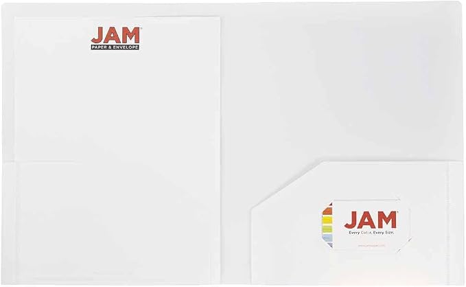 JAM PAPER Heavy Duty Plastic 2 Pocket Extra Tough School Folders - White - 3/Pack