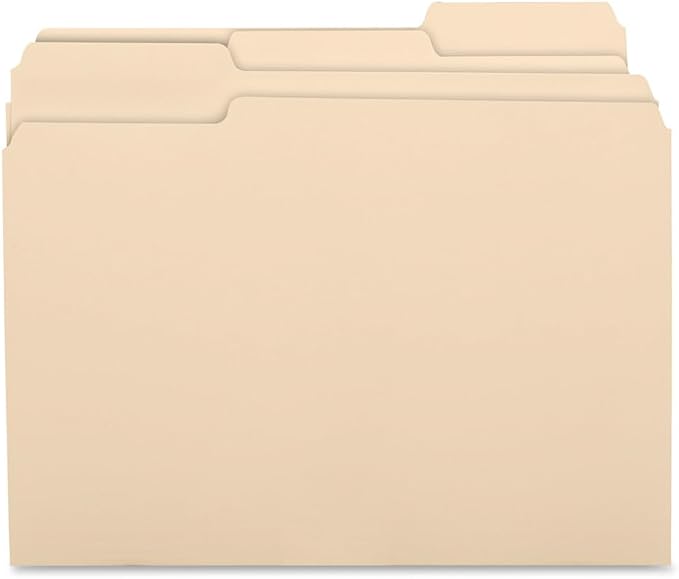 Business Source, BSN17525, 1/3 Cut 1-ply Top Tab Manila Folders, 100 / Box, Manila
