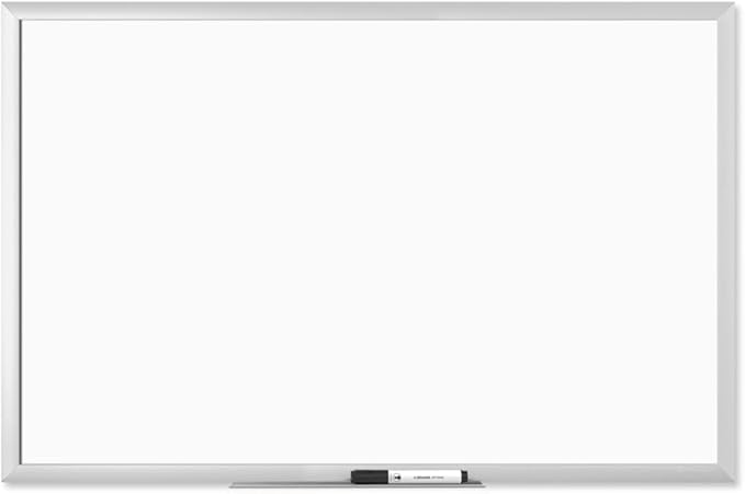 U Brands Melamine Non-Magnetic Dry Erase Board White Board, 36" x 48" Inches, Silver Aluminum Frame