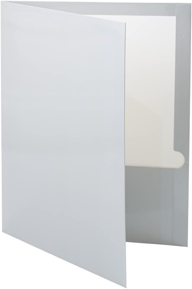 JAM PAPER Laminated Two Pocket Glossy School Folders - Letter Size - High Gloss Silver - Bulk 100/Box