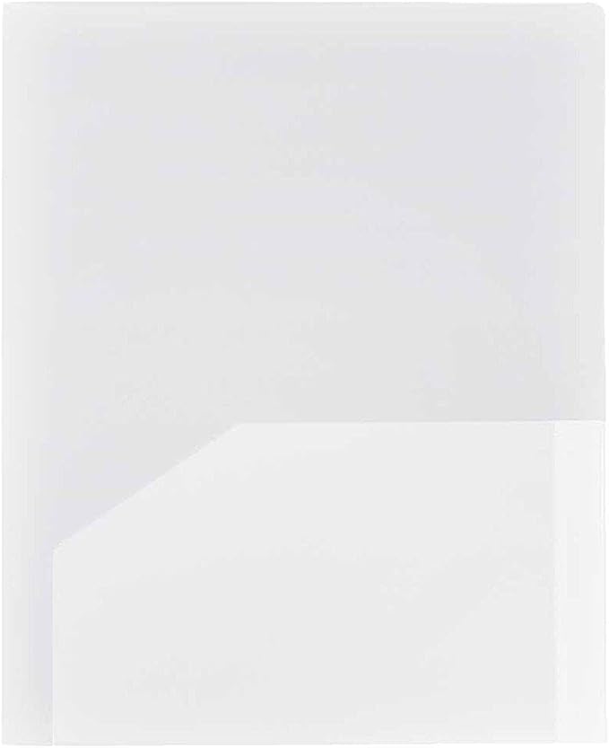JAM PAPER Heavy Duty Plastic 2 Pocket Extra Tough School Folders - Clear - Bulk 144/Box