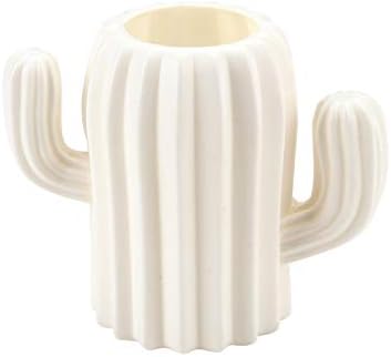 Ragyzity Cactus Pen Holder - Creative Container Stationery Storage Box, Desktop Supplies, Cosmetic Makeup Brush Holder for Student (Beige)