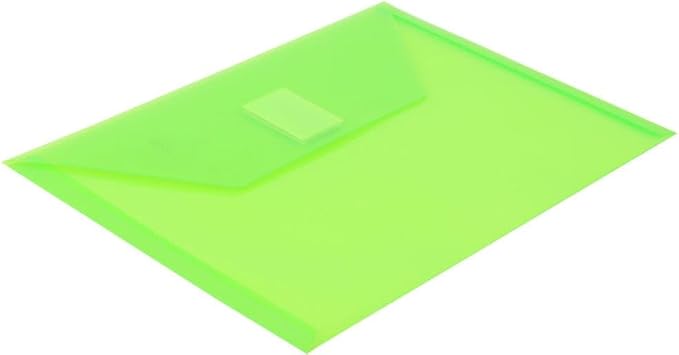 JAM PAPER Plastic Envelopes with Hook & Loop Closure - Index - 5 1/2 x 7 1/2 - Lime Green - 3/Pack