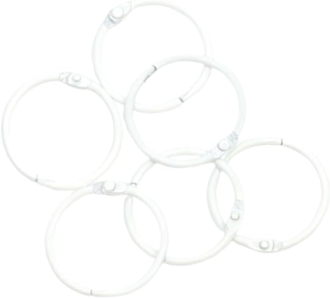 Craftelier - Set of 6 Metal Binding Rings for Scrapbooking, Card Making and Other Craft Projects | Rings for Photo Albums, Notebooks or Diaries | Size Ø 30 mm - White Colour