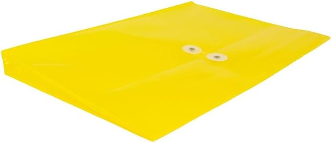JAM PAPER Plastic Envelopes with Button & String Tie Closure - Legal Booklet - 9 3/4 x 14 1/2 - Yellow - 3/Pack