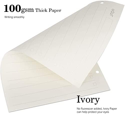 Zelten 1 Pack B5 45 Sheets/90 Pages Todo Loose Leaf Punched Paper Refills Paper for 9 Hole Binder Personal Organizer Diary Notebook Refillable Planner