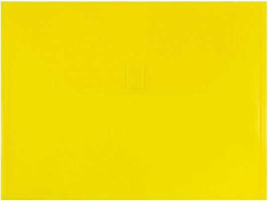 JAM PAPER Plastic Envelopes with Hook & Loop Closure - Letter Booklet - 9 3/4 x 13 - Yellow - 12/Pack