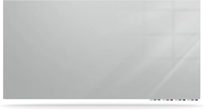 Aria 2'H x 3'W Low Profile 1/4" Glass Whiteboard - Horizontal Gray - 4 Markers and Eraser