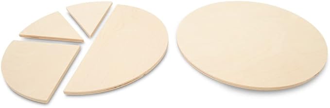 Fraction Math Manipulative Pie Chart Set 10 inch, Pack of 6 Pizza Fractions Shapes for Teaching Time and Homeschool, by Woodpeckers