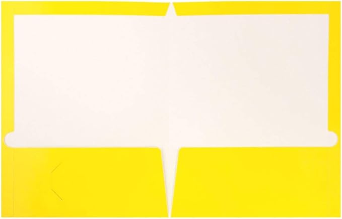 JAM PAPER Laminated Two Pocket Glossy School Folders - Letter Size - High Gloss Yellow - 6/Pack