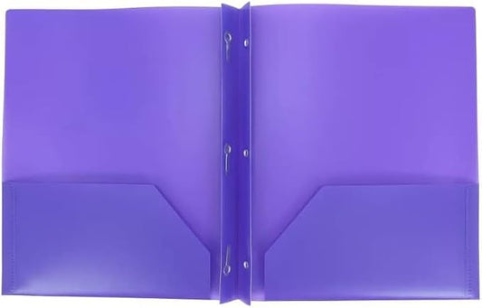 Plastic Folder with Prongs 2 Pocket - (Purple)
