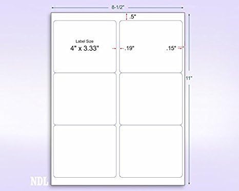 8-1/2 x 11 Neon Color High Light Fluorescent Labels for Laser & Inkjet Printer (Yellow Fluorescent, 4" x 3-1/3" - 6 Per Page | 300 Labels)
