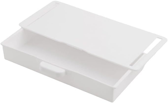 Under Desk Drawer Organizer Self-Adhesive Box Attachment,For Office Home Desktop Pen And Things Holder, Hidden-Design For Space-Saving And More Neat,ABS Plastic(White)