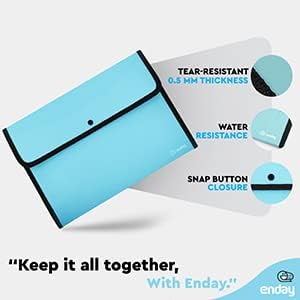 Square Flap Document Holder Blue, Expanding File Folder, A4 Letter Size Reusable Filling Envelopes, Snap Closure Wallet File Pouch Also Available in Pink, Purple, Green, Red, Grey, 1 Pc– By Enday