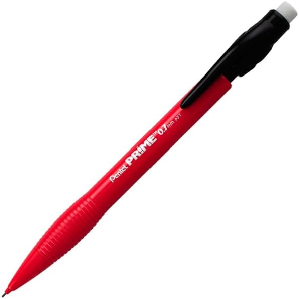 Pentel Prime Mechanical Pencil 0.7mm, Red Barrel, Box of 12 (AX7B)