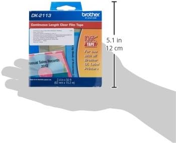 Brother Genuine DK-2113 Continuous Length Black on Clear Film Tape for Brother QL Label Printers, 2.4" x 50' (62mm x 15.2M), 1 Roll per Box, DK2113 (Pack of 3)
