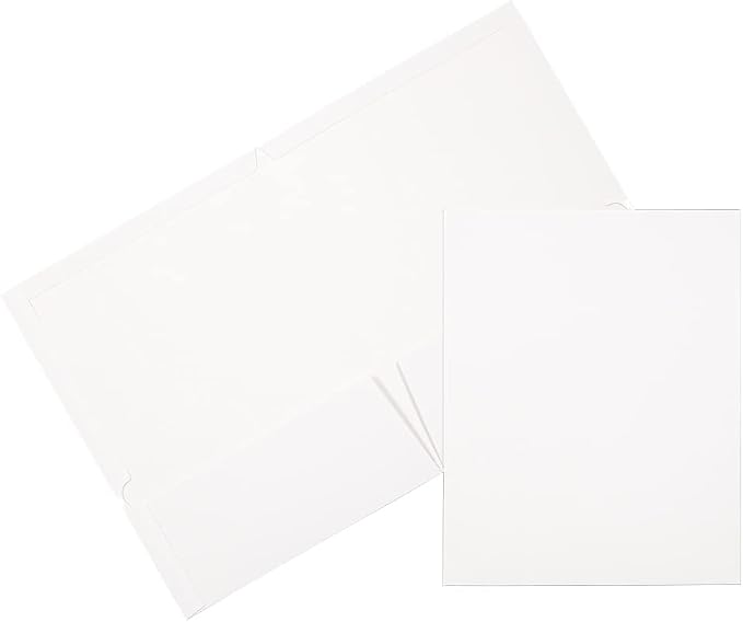 JAM PAPER Laminated Two Pocket Glossy School Folders - Letter Size - High Gloss White - 6/Pack