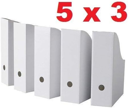 ROYALNA (15 PACK) White Magazine File Folder Holder, Magazine Organizer, Document Organizer, Storage Box (15)