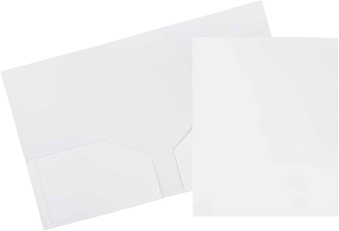 JAM PAPER Heavy Duty Plastic 2 Pocket Extra Tough School Folders - White - 3/Pack