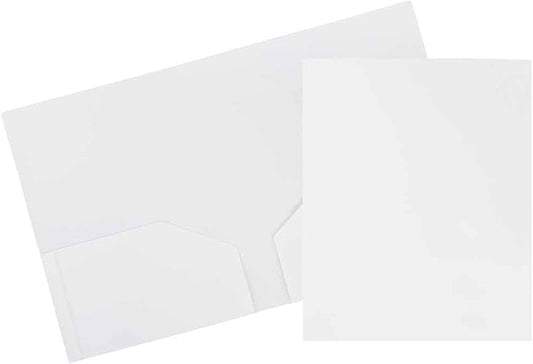 JAM PAPER Heavy Duty Plastic 2 Pocket Extra Tough School Folders - White - 3/Pack