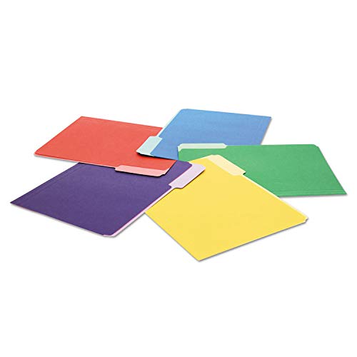 Universal 10506 File Folders, 1/3 Cut Single-Ply Top Tab, Letter, Assorted, 100/Box