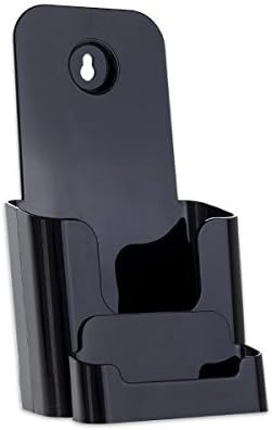 Source One 4 X 9 Inches Tri Fold Brochure Holder with Business Card Holder (6 Pack, Black)