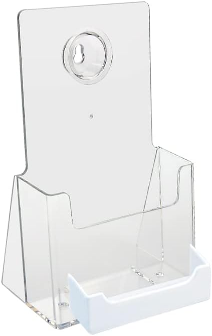Source One 4 X 9 Inches Tri Fold Brochure Holder with Business Card Holder (6 Pack, White Pocket)