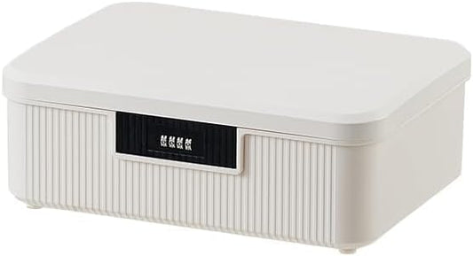 AnRui 4.2 Gallon Lockable Storage Container Bin, Portable Plastic Safe Box with Lock Usable As Item Organizer, Art Craft Or Office File Storage (Milk White)