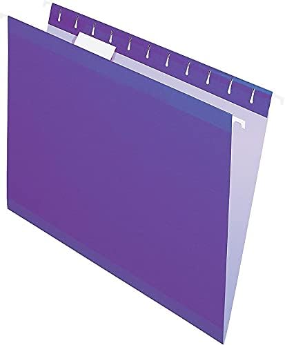 Pendaflex Reinforced Hanging File Folders, Letter Size, Violet, 1/5 Cut, 25/BX (4152 1/5 VIO)