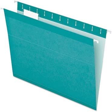Pendaflex Reinforced Hanging File Folders, Letter Size, Aqua, 1/5 Cut, 25/BX (4152 1/5 AQU)