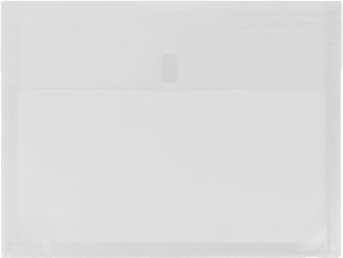 JAM PAPER Plastic Expansion Envelopes with Hook & Loop Closure - Letter Booklet - 9 3/4 x 13 with 1 Inch Expansion - Clear - 3/Pack