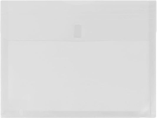 JAM PAPER Plastic Expansion Envelopes with Hook & Loop Closure - Letter Booklet - 9 3/4 x 13 with 1 Inch Expansion - Clear - 3/Pack