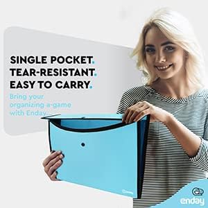 Square Flap Document Holder Blue, Expanding File Folder, A4 Letter Size Reusable Filling Envelopes, Snap Closure Wallet File Pouch Also Available in Pink, Purple, Green, Red, Grey, 1 Pc– By Enday