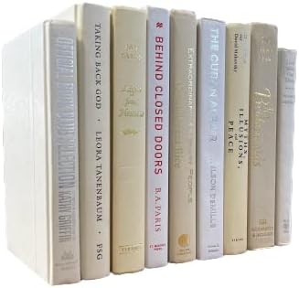 Decorative Accent for Home Decor – Real Books by Color® Interior Styling Piece for Bookshelf, Coffee Table, Design Display (Set of 7, White Cream)