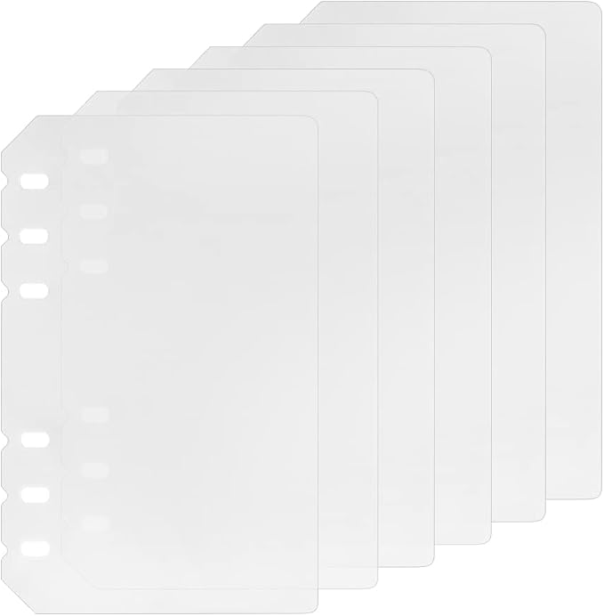 6 Pack A6 6 Holes Binder Divider Plastic Binder Divider Waterproof 6 Holes Divider for Personal Organiser (Divider, A6)