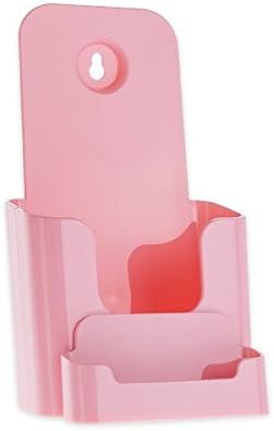 Source One 4 X 9 Inches Tri Fold Brochure Holder with Business Card Holder (6 Pack, Pink)