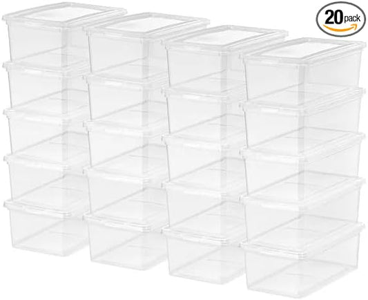 5 Qt Stackable Plastic Storage Bins with Lids 20 Pack Clear Plastic Storage Containers Durable Nestable Containers