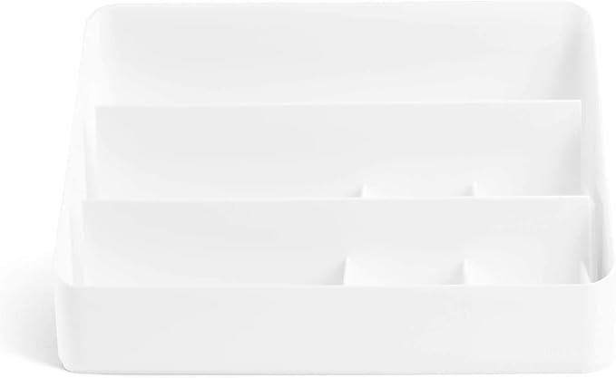 Poppin Desk Organizer with 3 Tiers, Sliding & Removable Dividers, Charging Station - All-in-One Workspace Organizer for Office Supplies, Desktop Organizer