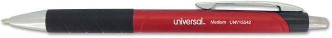 Universal Comfort Grip Ballpoint Pen, Retractable, Medium 1 Mm, Red Ink, Red Barrel, Dozen