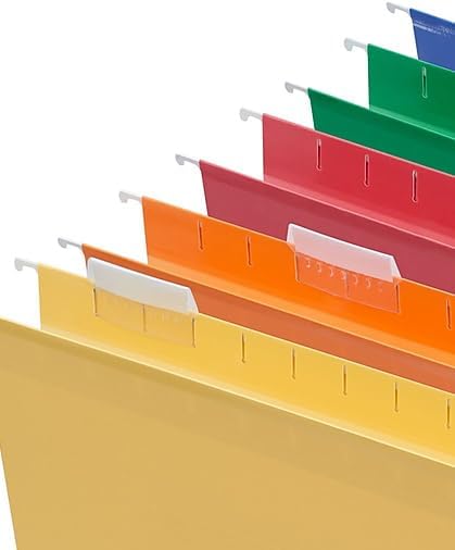 Staples Reinforced Hanging File Folders, Legal Size, 5‑Tab, Durable Construction, Assorted Colors – 50/Carton
