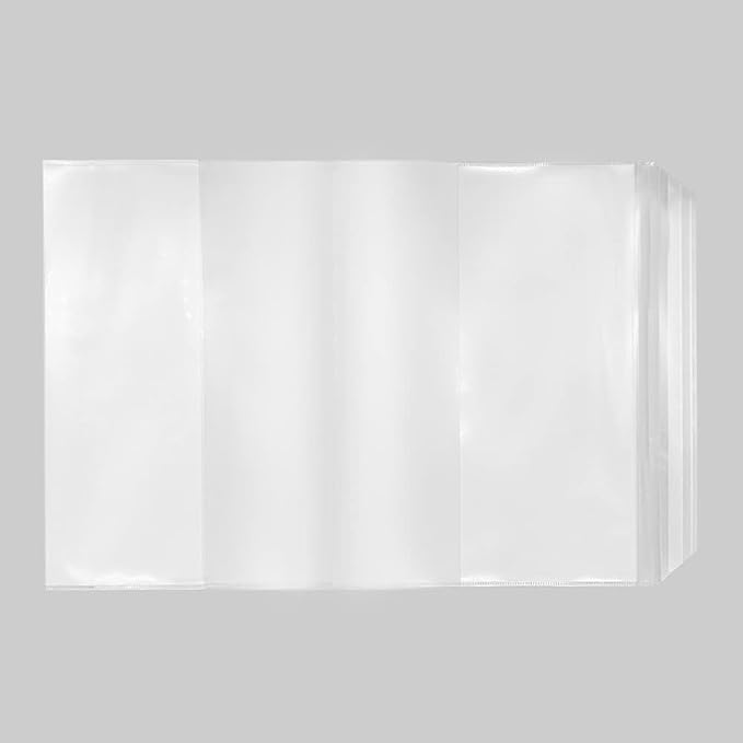 ONTYZZ 10 Pieces Transparent Book Covers Waterproof Plastic Book Sleeve Clear Slip On Book Cover 6K Size for Books at 19x26cm