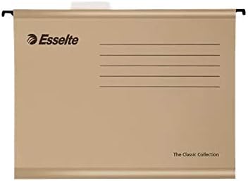 Esselte Classic – Pack of 50 Suspension File Reinforced with Transparent Plastic Visor – Natural