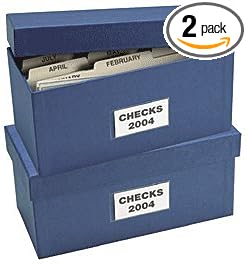 ABC Check Storage Box w/ 12 Dividers, 5" x 9 3/4" x 4 3/8", Blue - Set of 2
